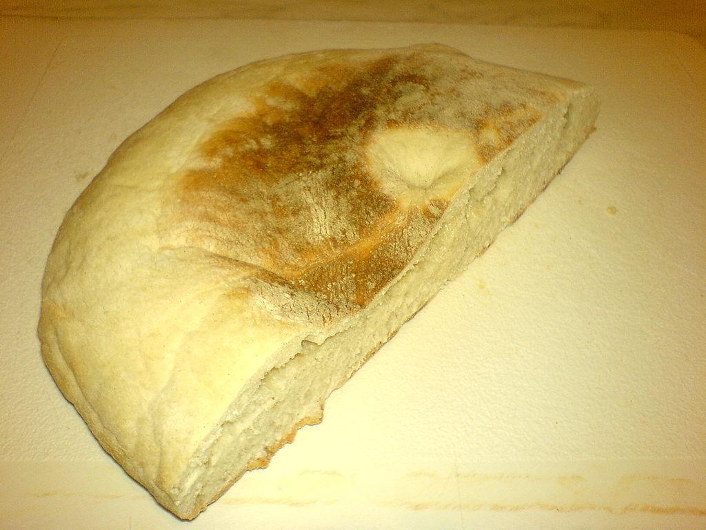 Stottie or Stotty Cake cut in half