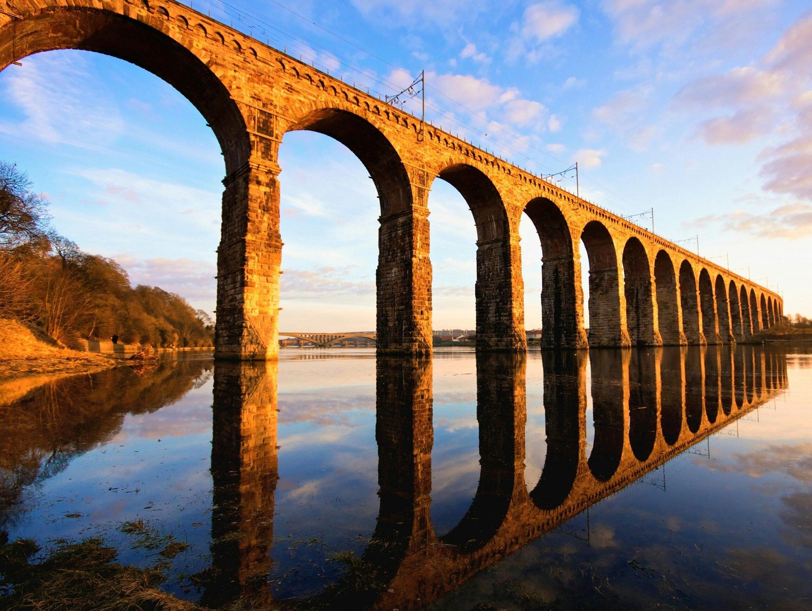 Royal Border Bridge Spanning the River Tweed in Northumberland